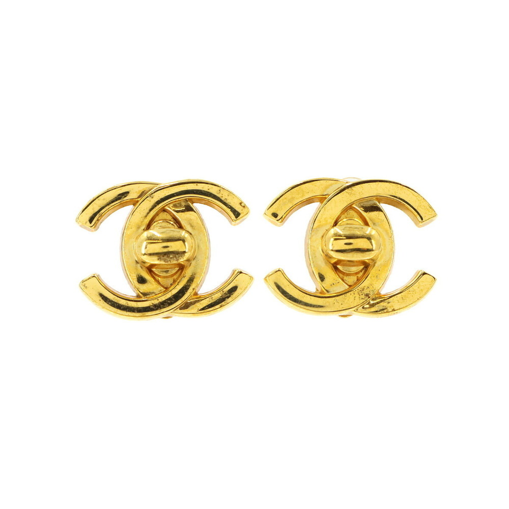 CHANEL Gold Logo Earrings